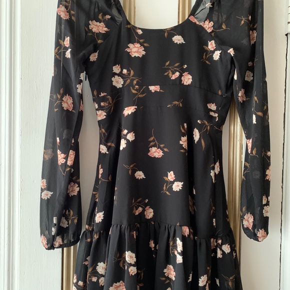 Garage Tiered Chiffon Dress - Jet Black Floral - TP/XS - Picture 5 of 7